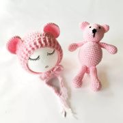 Set de caciulita cu ursulet pentru nou-nascut (Culoare: Crem) JEMdrl28