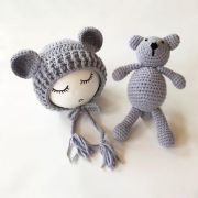 Set de caciulita cu ursulet pentru nou-nascut (Culoare: Roz) JEMdrl10