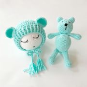 Set de caciulita cu ursulet pentru nou-nascut (Culoare: Roz) JEMdrl10