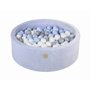 Piscina Uscata Cu 200 De Bile (alb, Baby Blue, Gri) Meowbaby  , 90x30 Cm, Catifea Baby Blue Pjbveo176