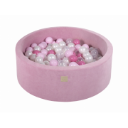 Piscina Uscata Cu 200 De Bile (roz Pastel, Roz Deschis, Alb) Meowbaby  , 90x30 Cm, Catifea Dark Pink Pjbveo032
