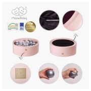 Piscina Uscata Cu 200 De Bile (roz Pastel, Roz Deschis, Alb) Meowbaby  , 90x30 Cm, Catifea Dark Pink Pjbveo032