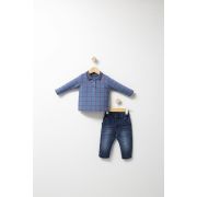 Set 2 piese cu bluzita si pantaloni de blugi Forest pentru baietei, Tongs baby (Culoare: Maro, Marime: 12-18 Luni) JEMtgs_45832