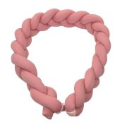 Aparatoare Laterala Pat Bumper Impletit Cu Inchidere Velcro, Bumbac Tricot Roz, 180x21 Cm Pjb84409