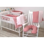 Aparatoare Laterala Pat Bumper Impletit Cu Inchidere Velcro, Bumbac Tricot Roz, 180x21 Cm Pjb84409