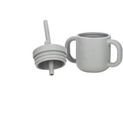 Cana din silicon fara BPA, Cu manere, Cu pai, 6 luni+, Conform cu standardul european de securitate EN 14350:2020, FreeON, Grey BYN46347