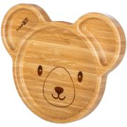 Farfurie compartimentata din bambus, Cu ventuza, Conform cu standardul european de securitate EN 14372:2004, FreeON, Bear BYN46422