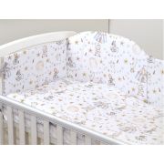 Set Lenjerie Din Bumbac Cu Protectie Laterala Pentru Pat Bebe 120 X 60 Cm, Circ Blue, Amy Pjb84774