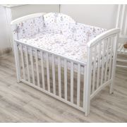Set Lenjerie Din Bumbac Cu Protectie Laterala Pentru Pat Bebe 120 X 60 Cm, Circ Blue, Amy Pjb84774