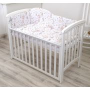 Set Lenjerie Din Bumbac Cu Protectie Laterala Pentru Pat Bebe 120 X 60 Cm, Circ Roz Pjb84775