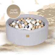 Piscina Uscata Cu 250 De Bile (alb, Gri, Bej) Meowbaby  , Safari, 90x40 Cm, Gri Deschis Pjbb002024