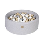 Piscina Uscata Cu 250 De Bile (alb, Gri, Bej) Meowbaby  , Safari, 90x40 Cm, Gri Deschis Pjbb002024