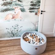 Piscina Uscata Cu 250 De Bile (alb, Gri, Bej) Meowbaby  , Safari, 90x40 Cm, Gri Deschis Pjbb002024