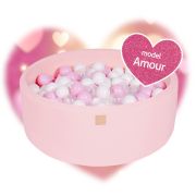 Piscina Uscata Cu 250 De Bile (alb Perlat, Transparent, Roz Pastel) Meowbaby  , Amour, 90x40 Cm, Roz Deschis Pjbb002020
