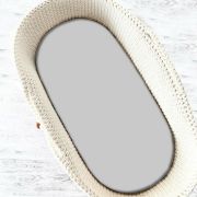 Qmini - Cearceaf cu elastic pentru landou, carucior si cosulet, Dimensiune 80x35 cm, Din bumbac certificat Oeko Tex Standard 100, Gray BYN6426972018043