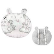 Qmini - Perna bebelusi Ursulet, Multifunctionala, Cu doua fete, Tesatura pufoasa minky si bumbac, Materiale certificate Oeko Tex Standard 100, Dimensiune 30x23 cm, Minky Teddy Bear with Pink Heart BYN6426972018449