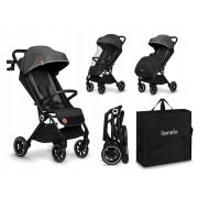 Lionelo - Carucior sport Cloe, De la nastere, Cu accesorii, Cadru din aluminiu, 0-22 kg, Usor, Pliabil cu o singura mana, Ideal pentru toate tipurile de suprafete, Gri BYNLO-CLOE_GREY_STONE