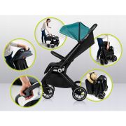 Lionelo - Carucior sport Cloe, De la nastere, Cu accesorii, Cadru din aluminiu, 0-22 kg, Usor, Pliabil cu o singura mana, Ideal pentru toate tipurile de suprafete, Verde smarald BYNLO-CLOE_GREEN_EMERALD