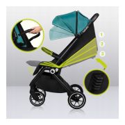 Lionelo - Carucior sport Cloe, De la nastere, Cu accesorii, Cadru din aluminiu, 0-22 kg, Usor, Pliabil cu o singura mana, Ideal pentru toate tipurile de suprafete, Verde smarald BYNLO-CLOE_GREEN_EMERALD