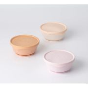Set 3 boluri cu capac hrana bebelusi Miniware, 100% din materiale naturale biodegradabile, Cotton Candy+Toffee+Vanilla JEMmw_MWCB3CTV