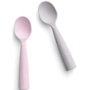 Set de lingurite bebelusi Miniware, 100% silicon alimentar, Grey+Cotton candy JEMmw_MWTSGC