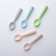 Set de lingurite bebelusi Miniware, 100% silicon alimentar, Grey+Cotton candy JEMmw_MWTSGC