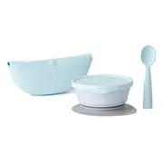 Set diversificare hrana bebelusi Miniware First Bites, 100% din materiale naturale biodegradabile, 4 piese, Aqua JEMmw_MWFBDAA