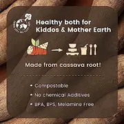 Set diversificare hrana bebelusi Miniware First Bites, 100% din materiale naturale biodegradabile, 4 piese, Aqua JEMmw_MWFBDAA