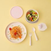 Set diversificare hrana bebelusi Miniware Little Foodie, 100% din materiale naturale biodegradabile, 6 piese, Vanilla+Cotton candy JEMmw_MWLFVC