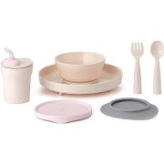 Set diversificare hrana bebelusi Miniware Little Foodie, 100% din materiale naturale biodegradabile, 6 piese, Vanilla+Cotton candy JEMmw_MWLFVC
