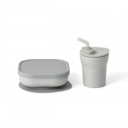 Set diversificare hrana bebelusi Miniware Sip&Snack, 100% din materiale naturale biodegradabile, 3 piese, Grey JEMmw_MWSKGG