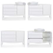 Comoda Childhome Romantic 136.8x73.3x103.4 cm cu masa de infasat, MDF Alb ERFCH-KO4ROW