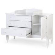 Comoda Childhome Romantic 136.8x73.3x103.4 cm cu masa de infasat, MDF Alb ERFCH-KO4ROW