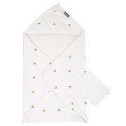 Prosop cu gluga si manusa de baie Childhome Jerse/Frotir 80x80 cm, Inimioare ERFCH-CCBCJOH