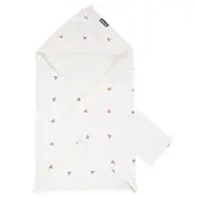 Prosop cu gluga si manusa de baie Childhome Jerse/Frotir 80x80 cm, Inimioare ERFCH-CCBCJOH