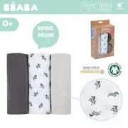 Set 3 Museline Beaba bumbac organic 70x70 cm Savana Grey ERFB920344