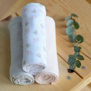 Set 3 Museline Beaba bumbac organic 70x70 cm Swan Pink ERFB920343
