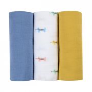 Set 3 Museline Beaba bumbac organic 70x70 cm Teckel Beige ERFB920347