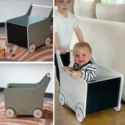 Carucior cu spatiu depozitare si tabla de scris Childhome, Lemn Roz ERFCH-WODSTRP