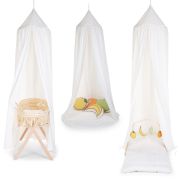 Cort cu baldachin + saltea de joaca Childhome 120x120x230 cm, Jerse Alb ERFCH-CCHCTW