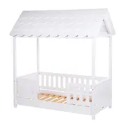 Pat Casuta Childhome cu protectii laterale 70x140 cm Lemn Alb ERFCH-B140BHR
