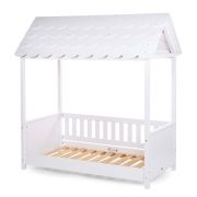Pat Casuta Childhome cu protectii laterale 70x140 cm Lemn Alb ERFCH-B140BHR