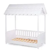Pat Casuta Childhome cu protectii laterale 70x140 cm Lemn Alb ERFCH-B140BHR