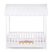 Pat Casuta Childhome cu protectii laterale 70x140 cm Lemn Alb ERFCH-B140BHR