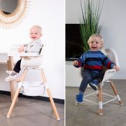 Scaun de masa reglabil in inaltime Childhome Evolu 2 Natural/Alb ERFCH-CHEVOCHNW