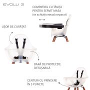Scaun de masa reglabil in inaltime Childhome Evolu 2 Natural inchis/Alb transparent ERFCH-CHEVOCHFR