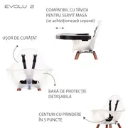 Scaun de masa reglabil in inaltime Childhome Evolu 2 Natural inchis/Alb transparent ERFCH-CHEVOCHFR