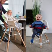 Scaun de masa reglabil in inaltime Childhome Evolu 2 Natural inchis/Alb transparent ERFCH-CHEVOCHFR