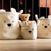 Set 3 cosuri depozitare Childhome Teddy Alb ERFCH-CCBTWSET