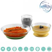 Set de masa Beaba 3 piese din sticla Duralex cu suport antiaderent Yellow ERFB913518